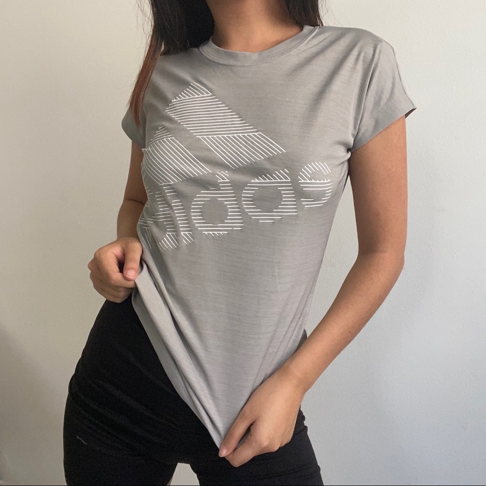 NWT Adidas Gray Heathered Workout Tee